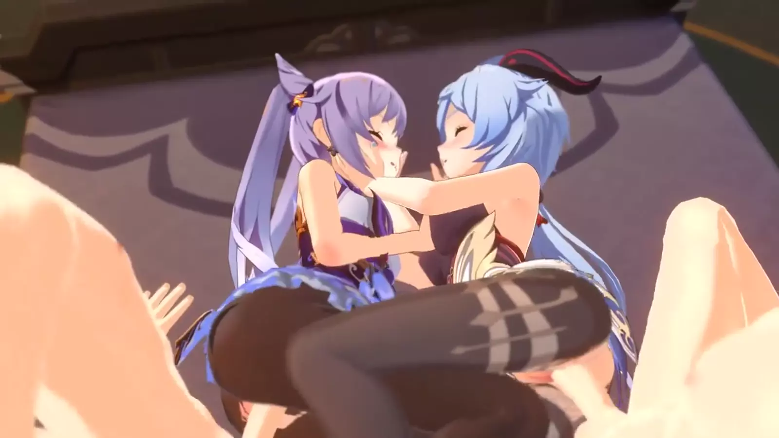 Two catgirls in a steamy spray cleanse